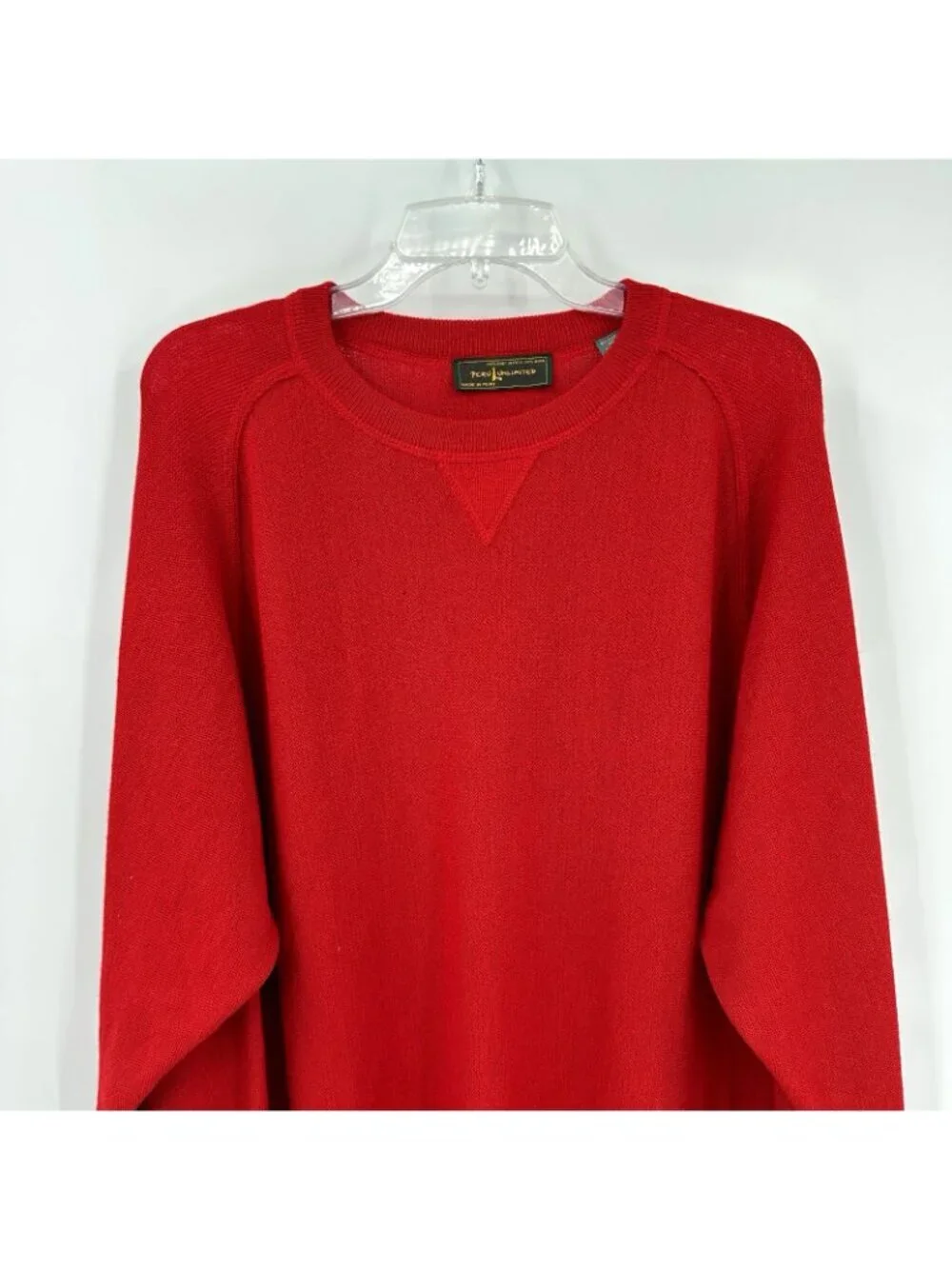 vintage PERU UNLIMITED baby alpaca sweater red XL quiet luxury crewneck 90s